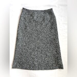 Jefen tweed A-line Skirt black white wool blend full lining size S Waist 28